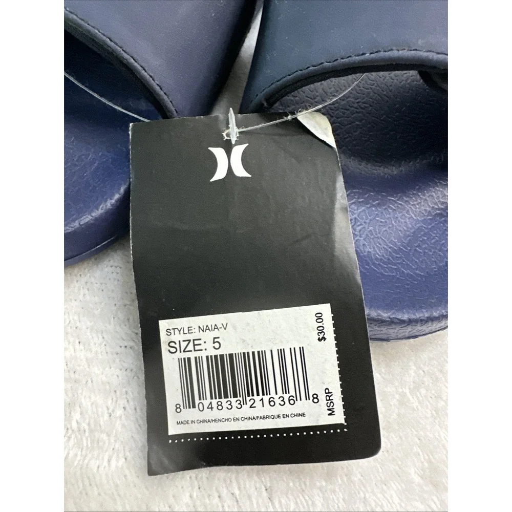 Hurley Kids Navy‎ Blue Slide Sandals with Logo Size 5